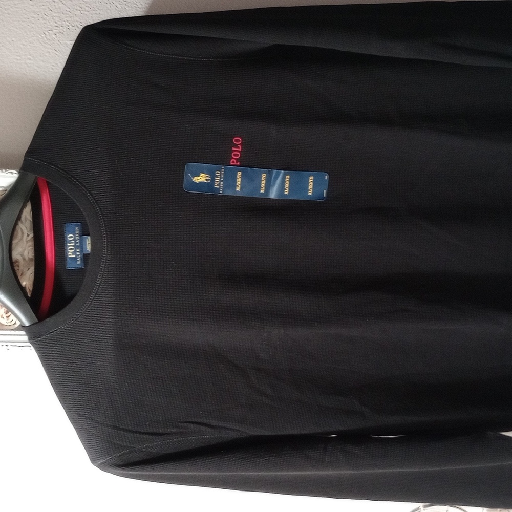NWT Long sleeve Ralph Lauren black waffle shirt